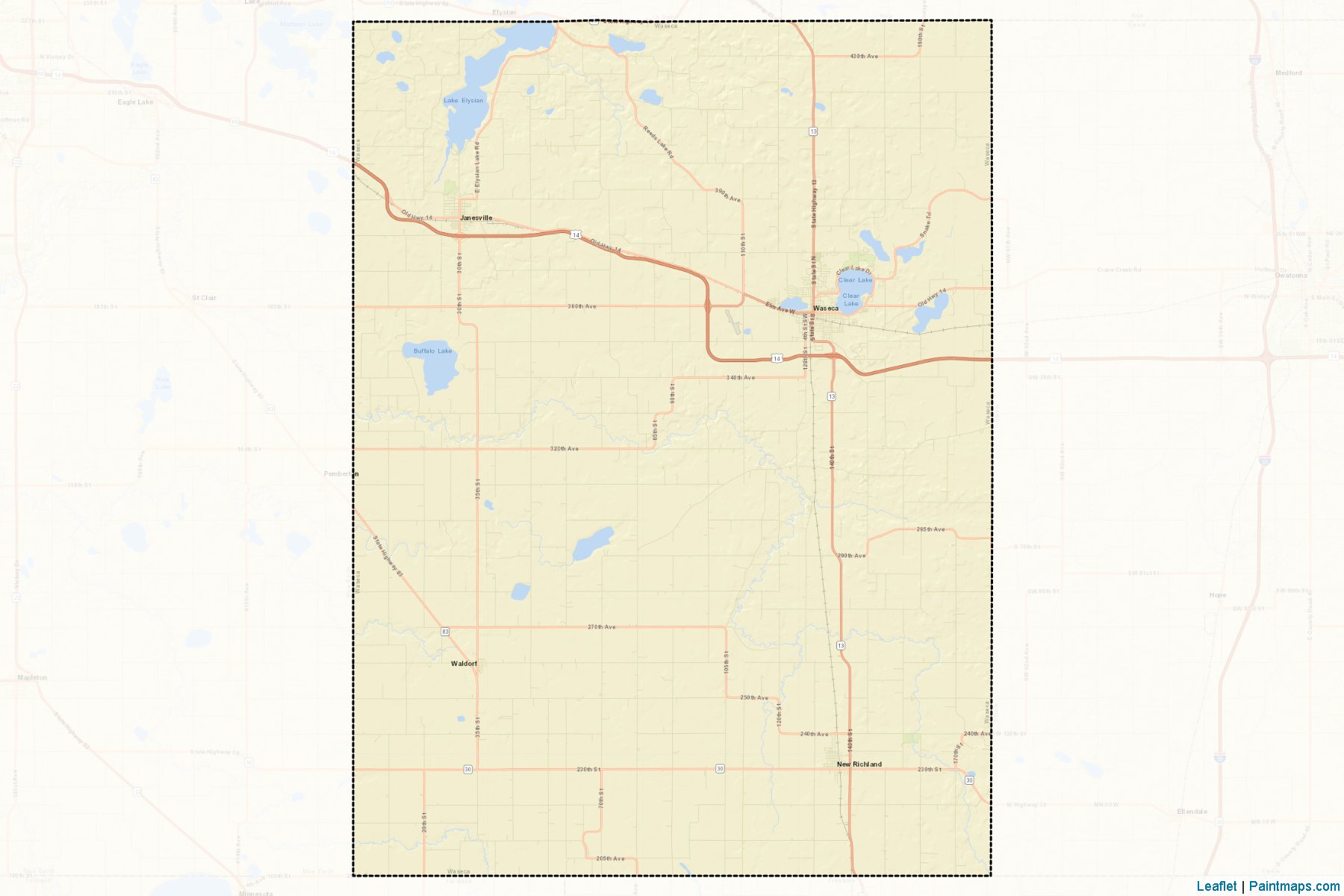 Muestras de recorte de mapas Waseca (Minnesota)-2