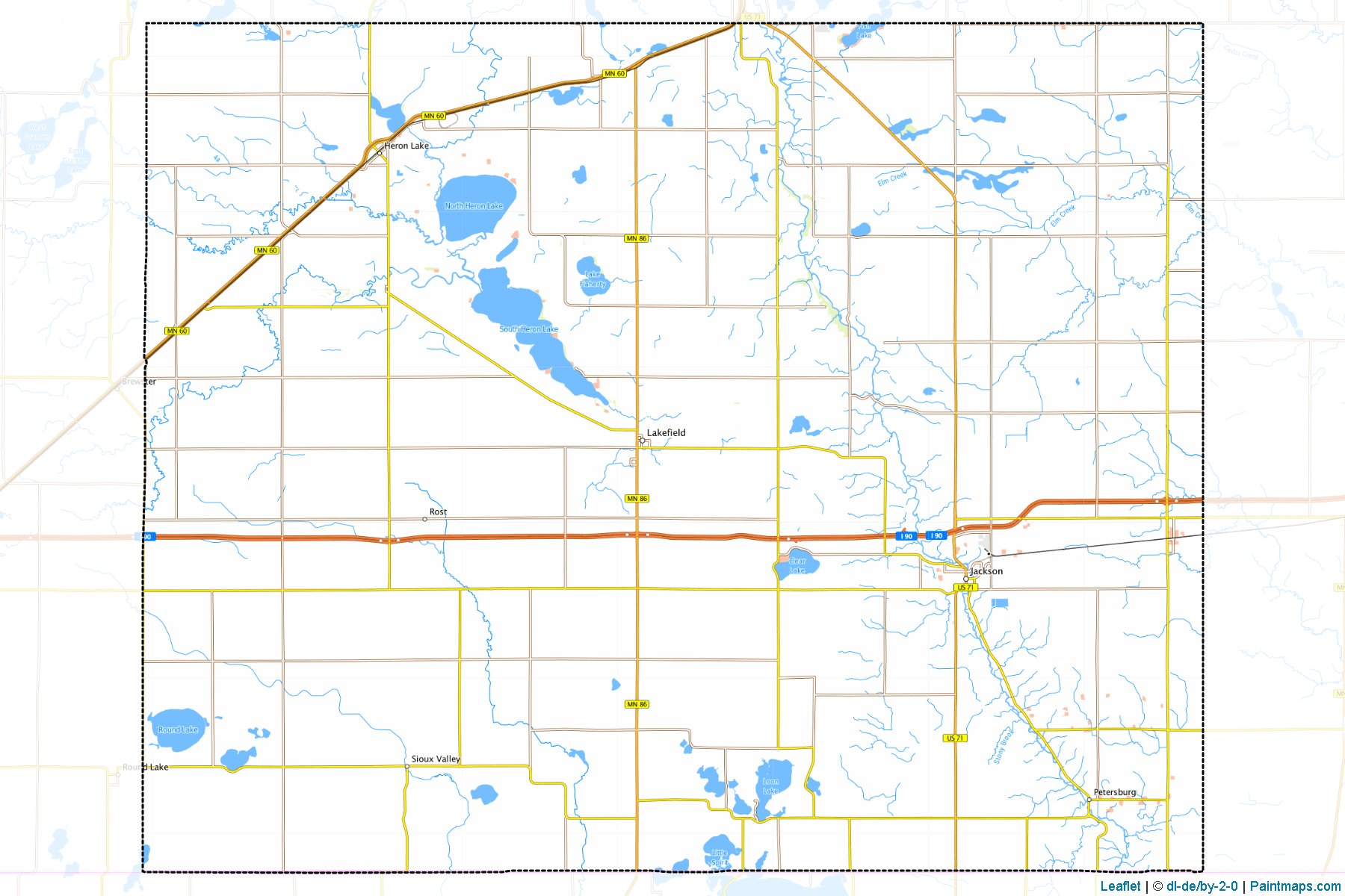 Muestras de recorte de mapas Jackson (Minnesota)-1