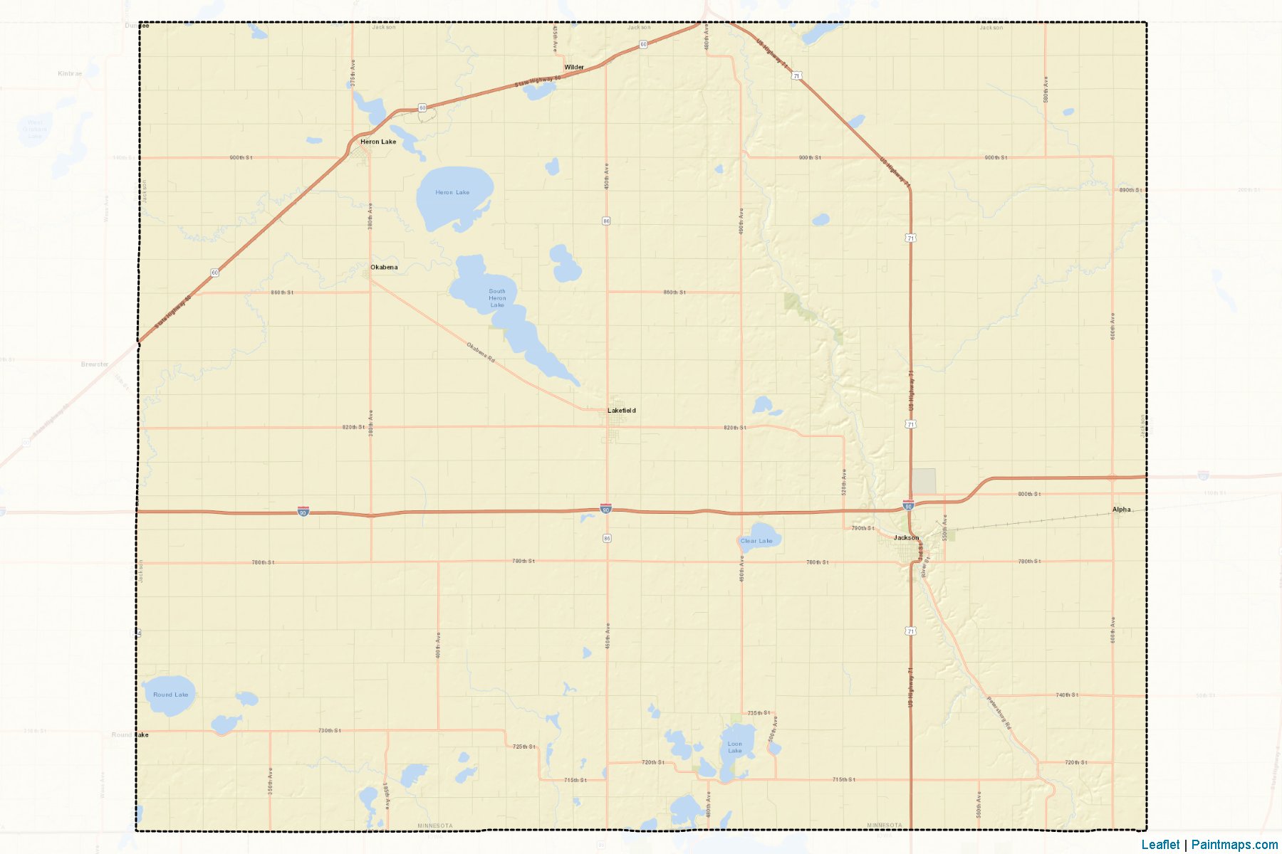 Muestras de recorte de mapas Jackson (Minnesota)-2