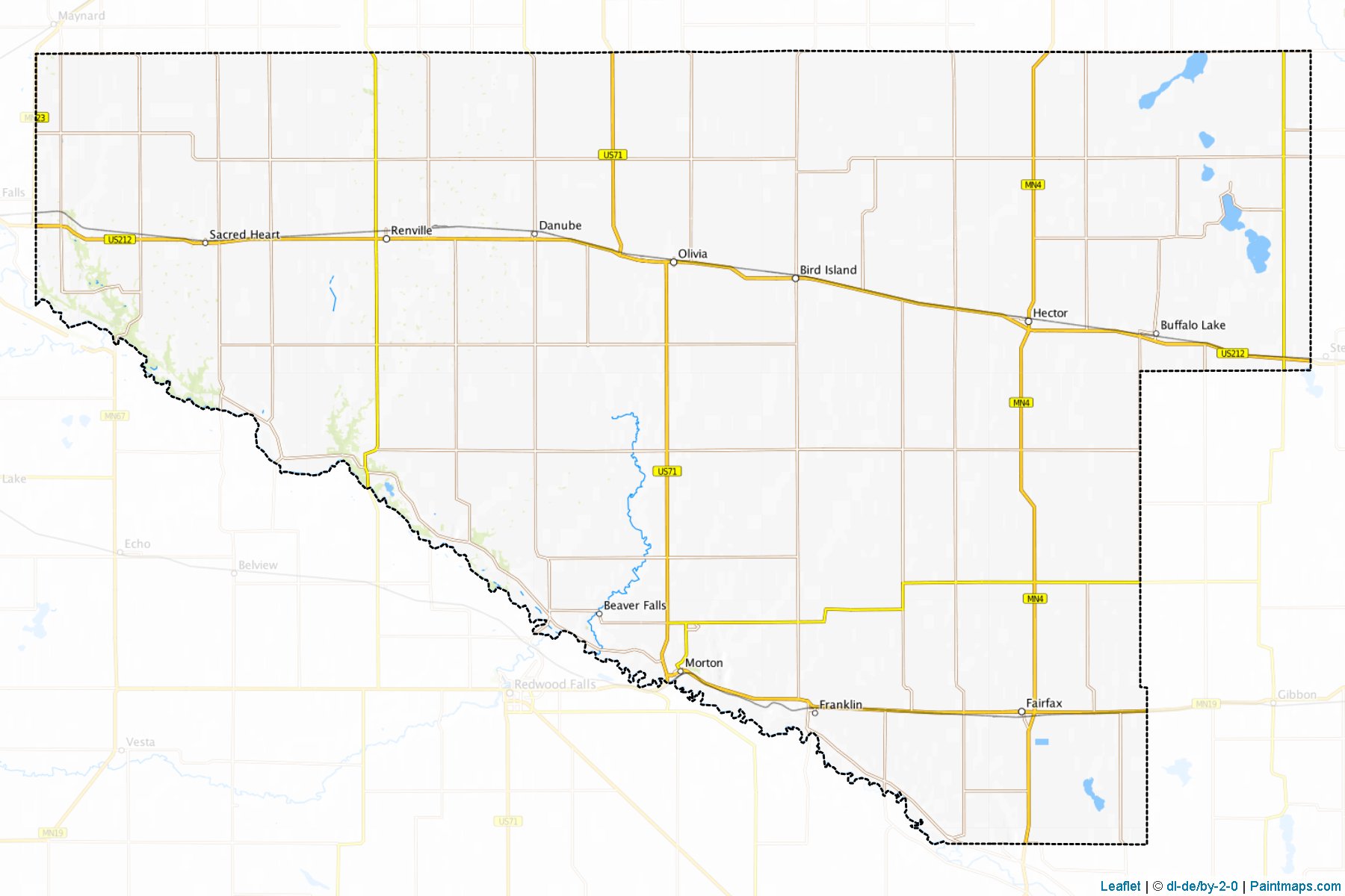 Muestras de recorte de mapas Renville (Minnesota)-1