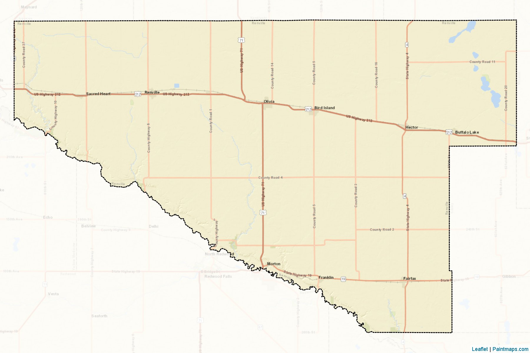 Muestras de recorte de mapas Renville (Minnesota)-2