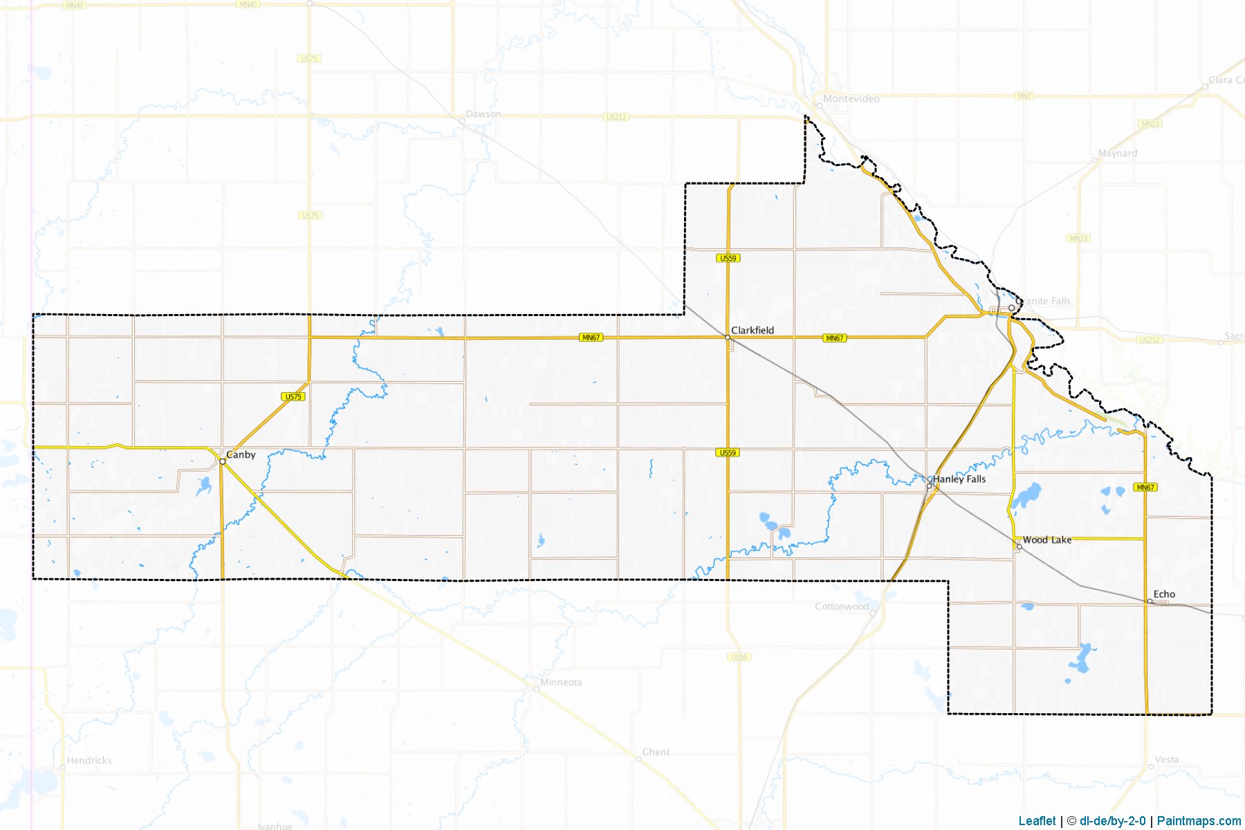 Muestras de recorte de mapas Yellow Medicine (Minnesota)-1