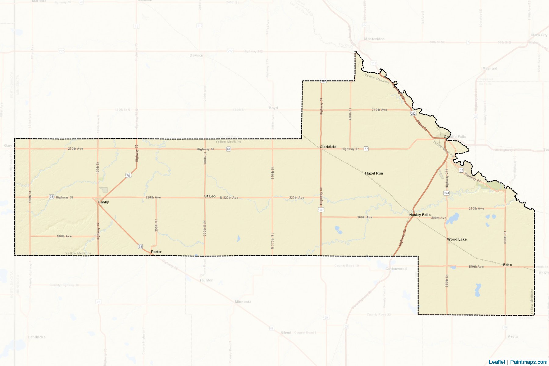 Muestras de recorte de mapas Yellow Medicine (Minnesota)-2