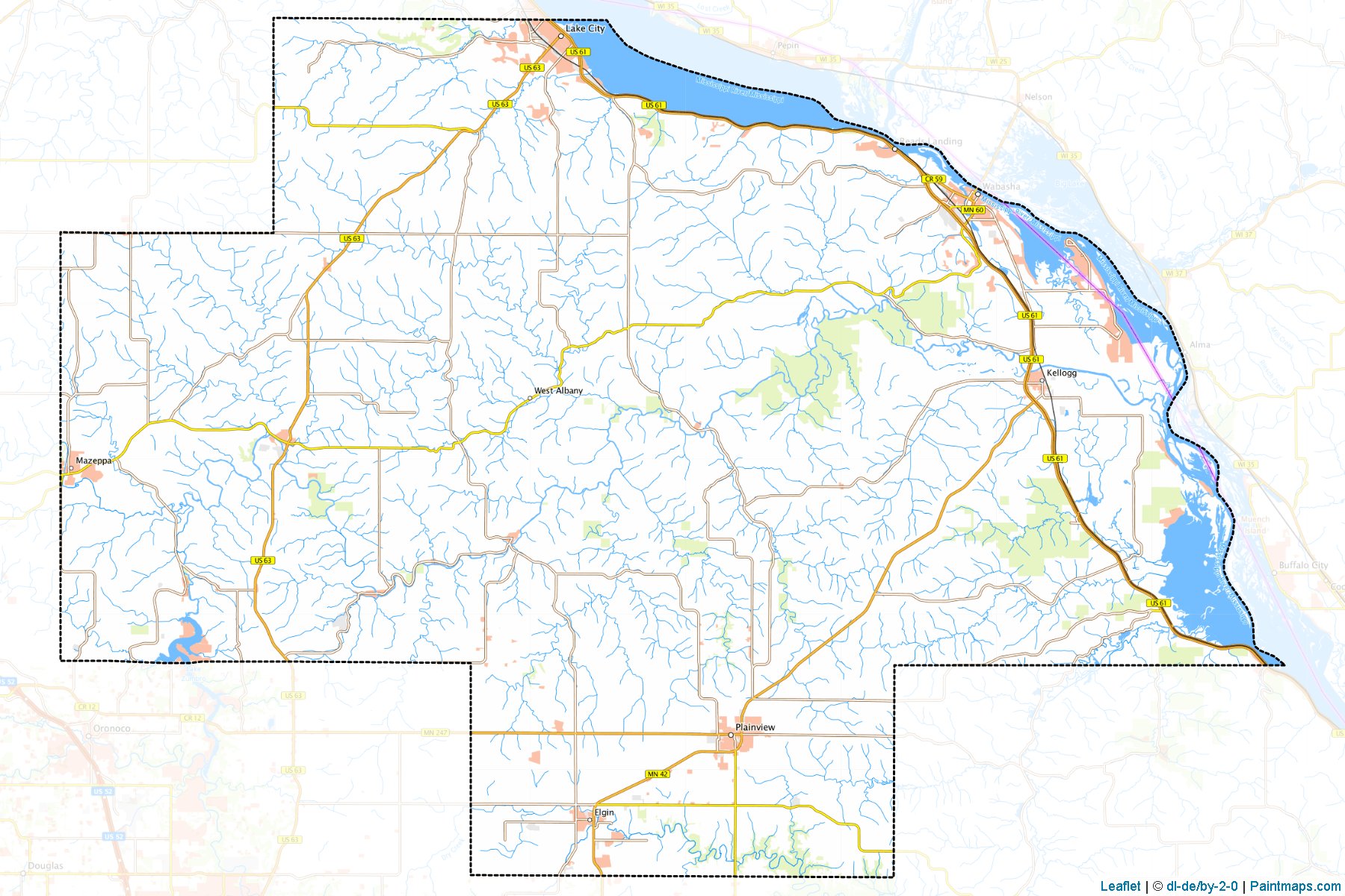 Wabasha ilçesi (Minnesota) Haritası Örnekleri-1