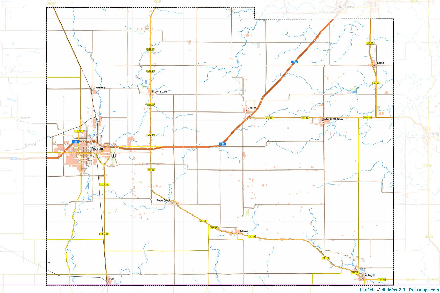 Mower County (Minnesota) Haritası Örnekleri-1