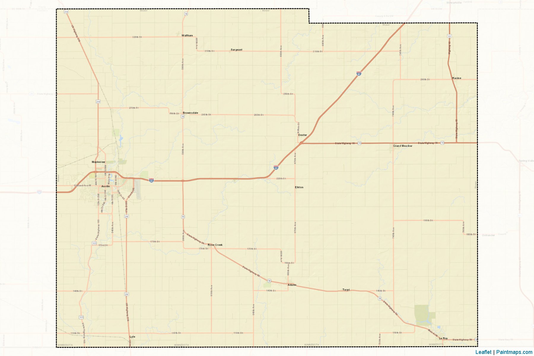 Mower County (Minnesota) Haritası Örnekleri-2