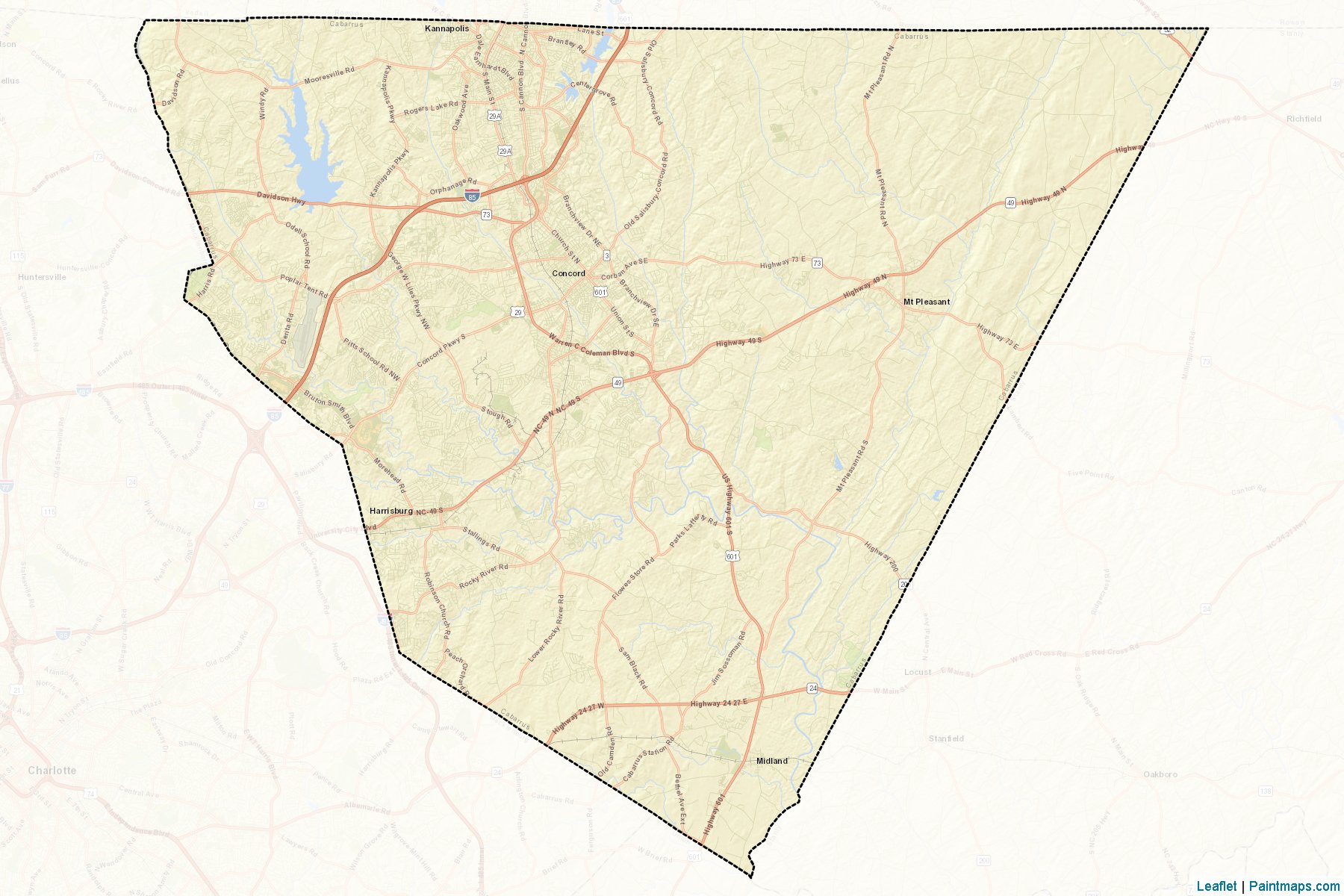 Muestras de recorte de mapas Cabarrus (North Carolina)-2