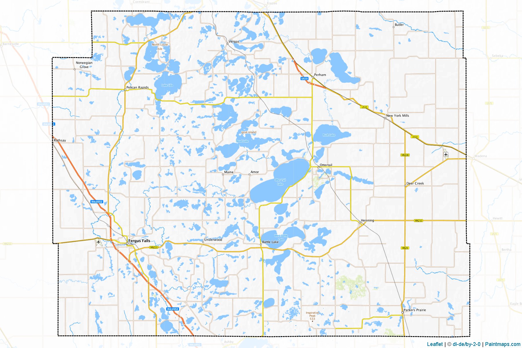 Otter Tail County (Minnesota) Haritası Örnekleri-1