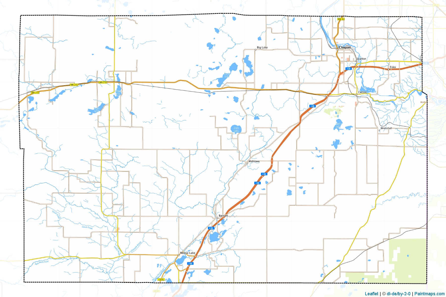 Muestras de recorte de mapas Carlton (Minnesota)-1