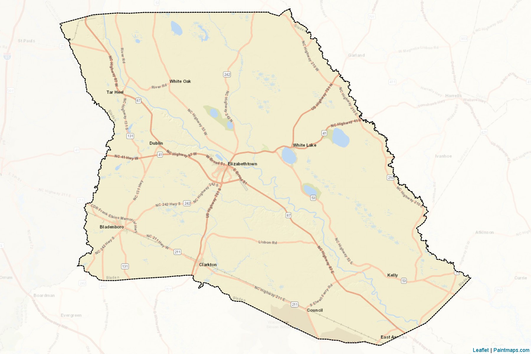 Bladen (North Carolina) Map Cropping Samples-2