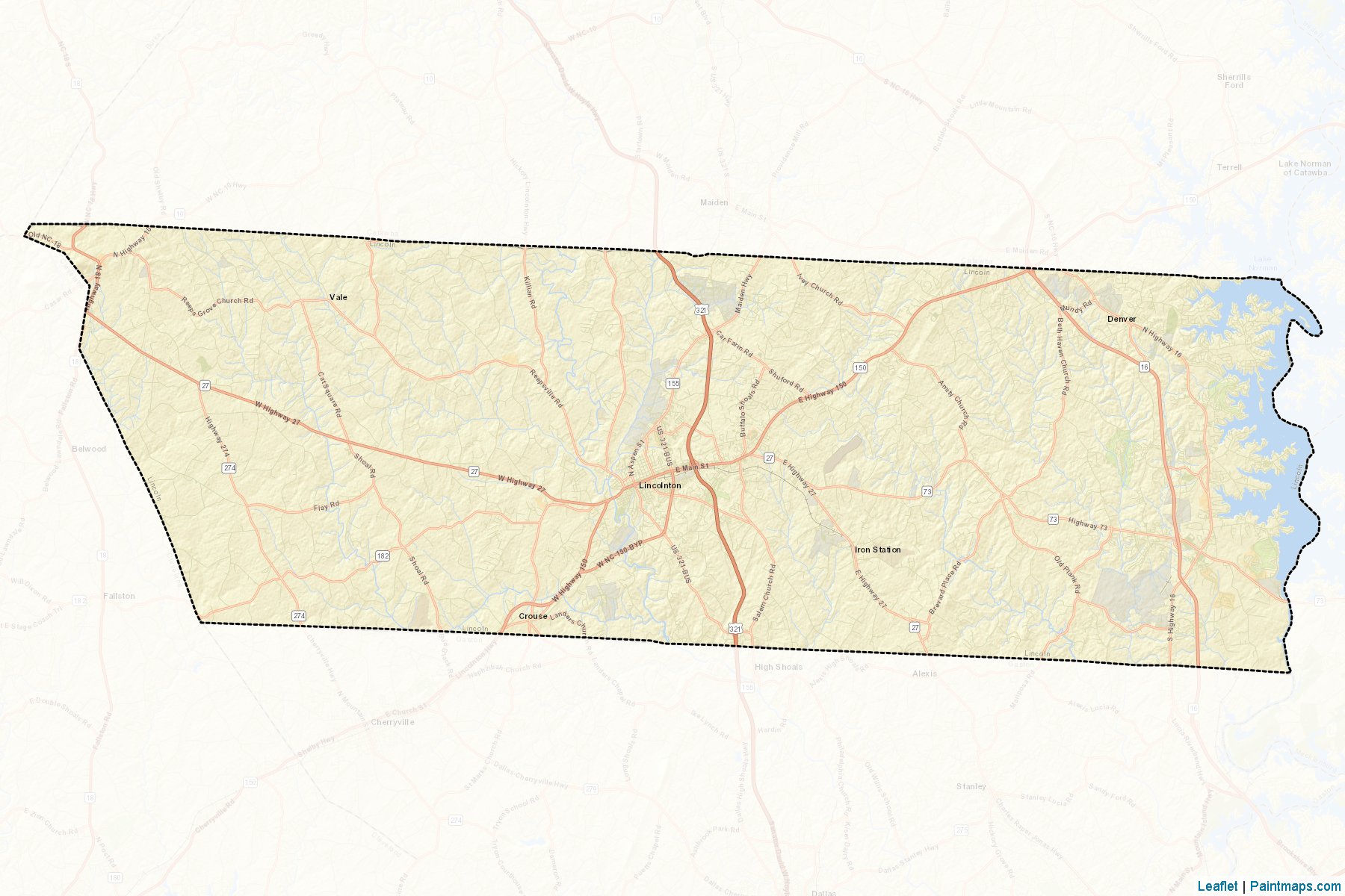 Muestras de recorte de mapas Lincoln (North Carolina)-2