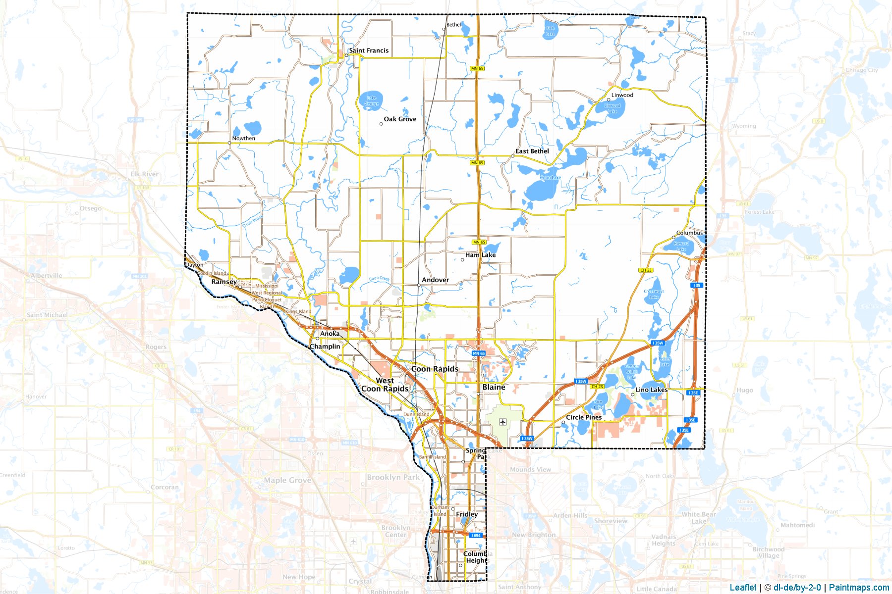 Anoka County (Minnesota) Haritası Örnekleri-1