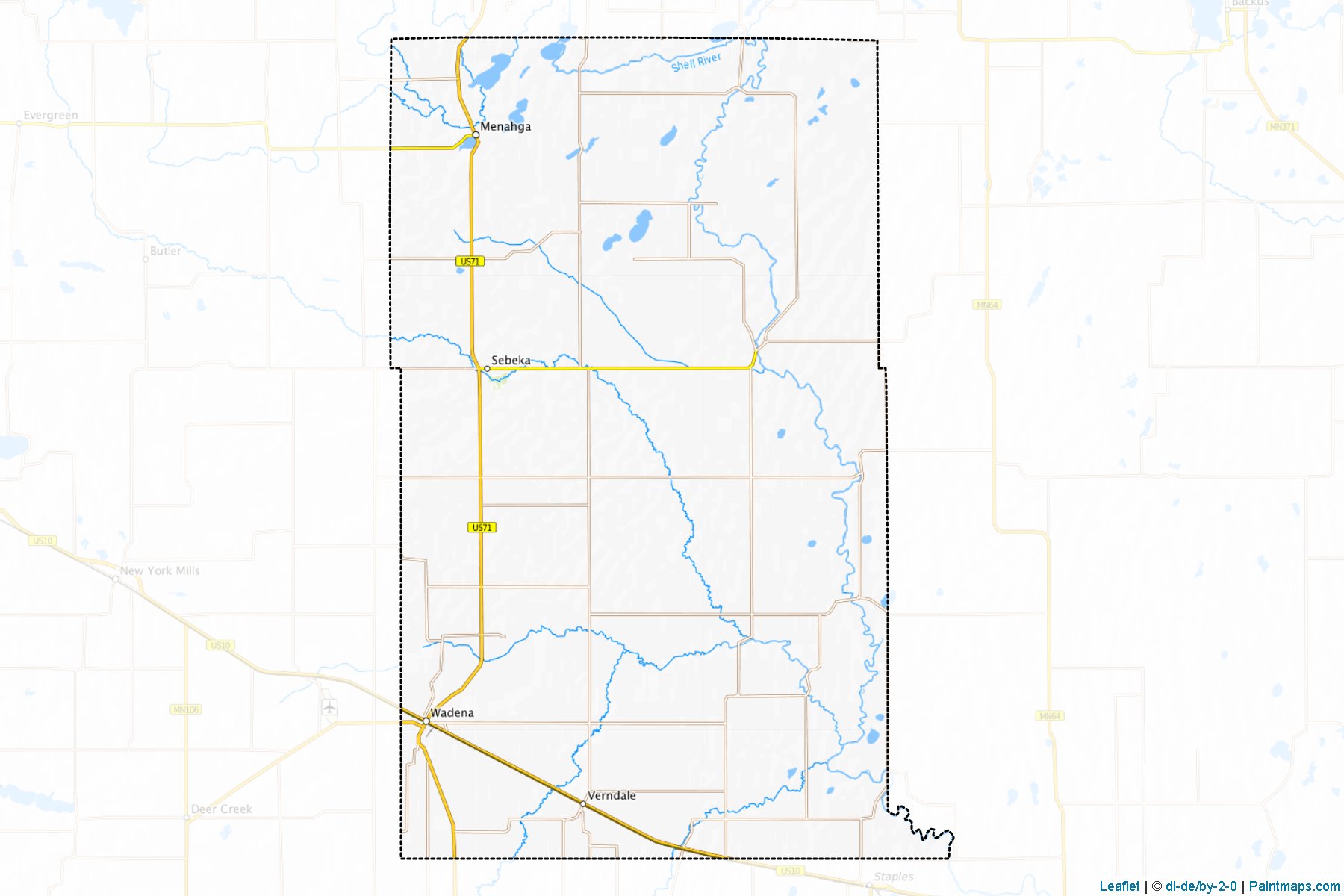 Muestras de recorte de mapas Wadena (Minnesota)-1