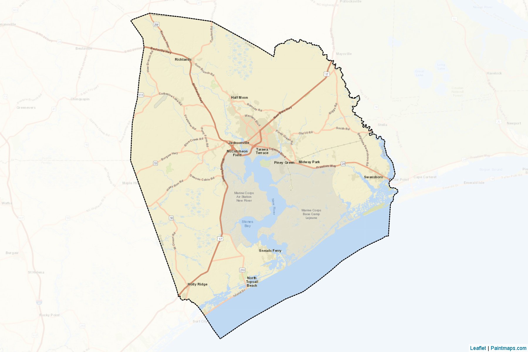 Onslow (North Carolina) Map Cropping Samples-2