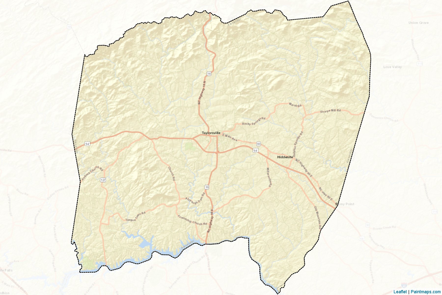 Muestras de recorte de mapas Alexander (North Carolina)-2