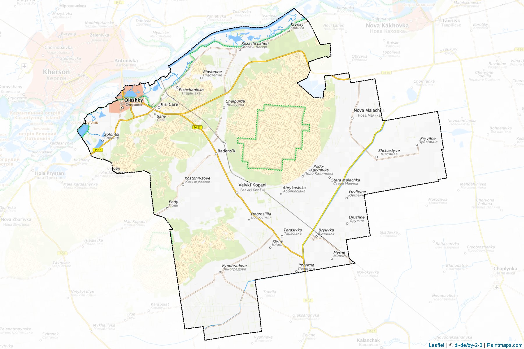 Muestras de recorte de mapas Tsiurupynskyi (Kherson)-1