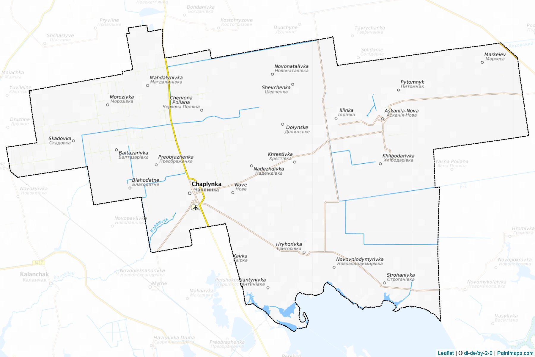 Muestras de recorte de mapas Chaplynskyi (Kherson)-1