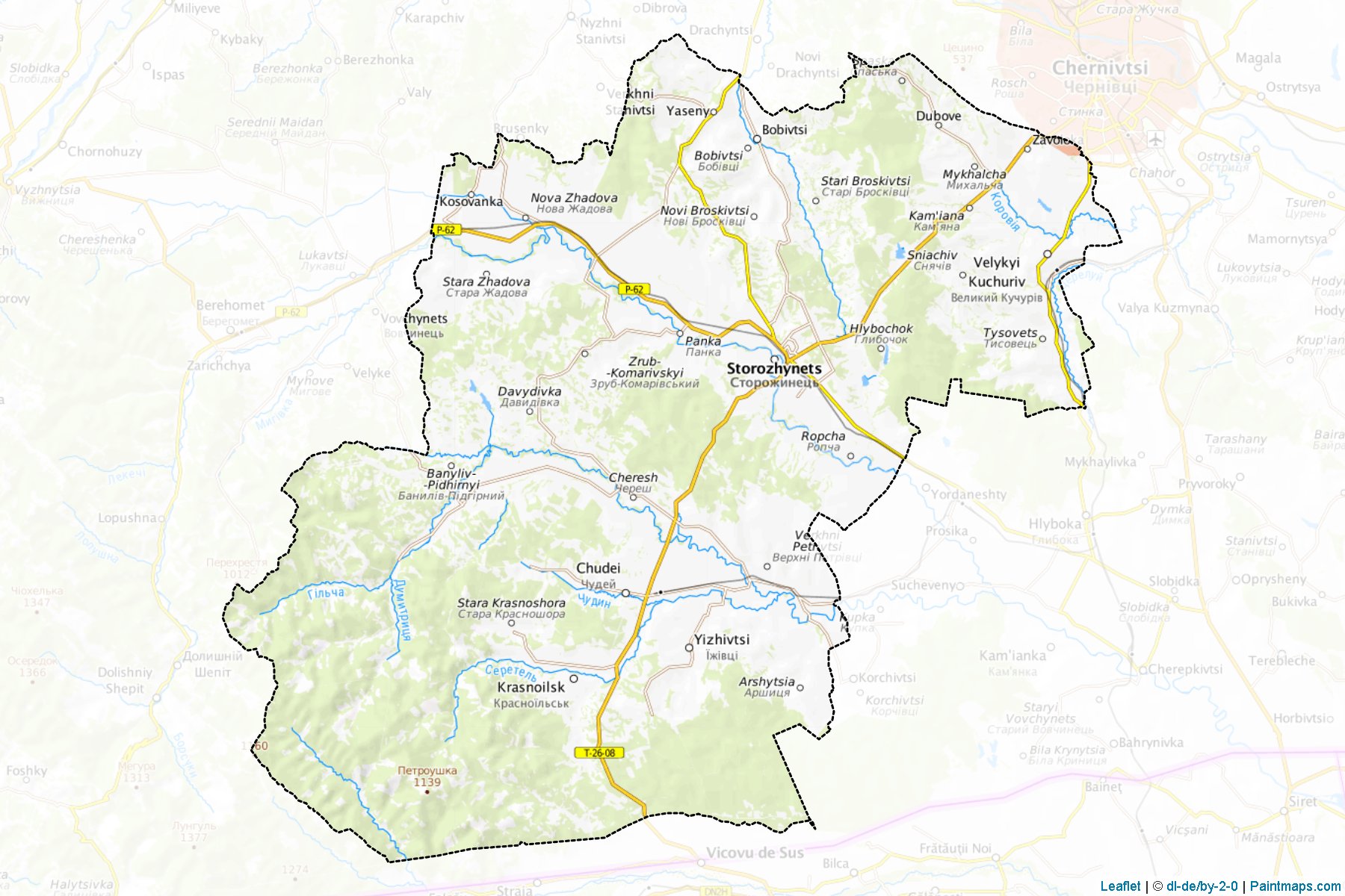 Muestras de recorte de mapas Storozhynetskyi (Chernivtsi)-1