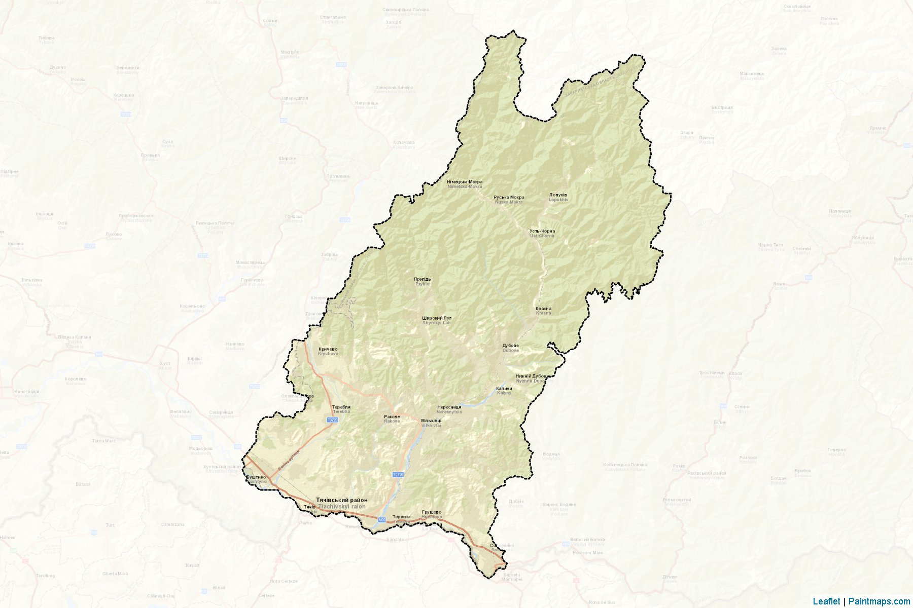 Muestras de recorte de mapas Tiachivskyi (Zakarpattia)-2