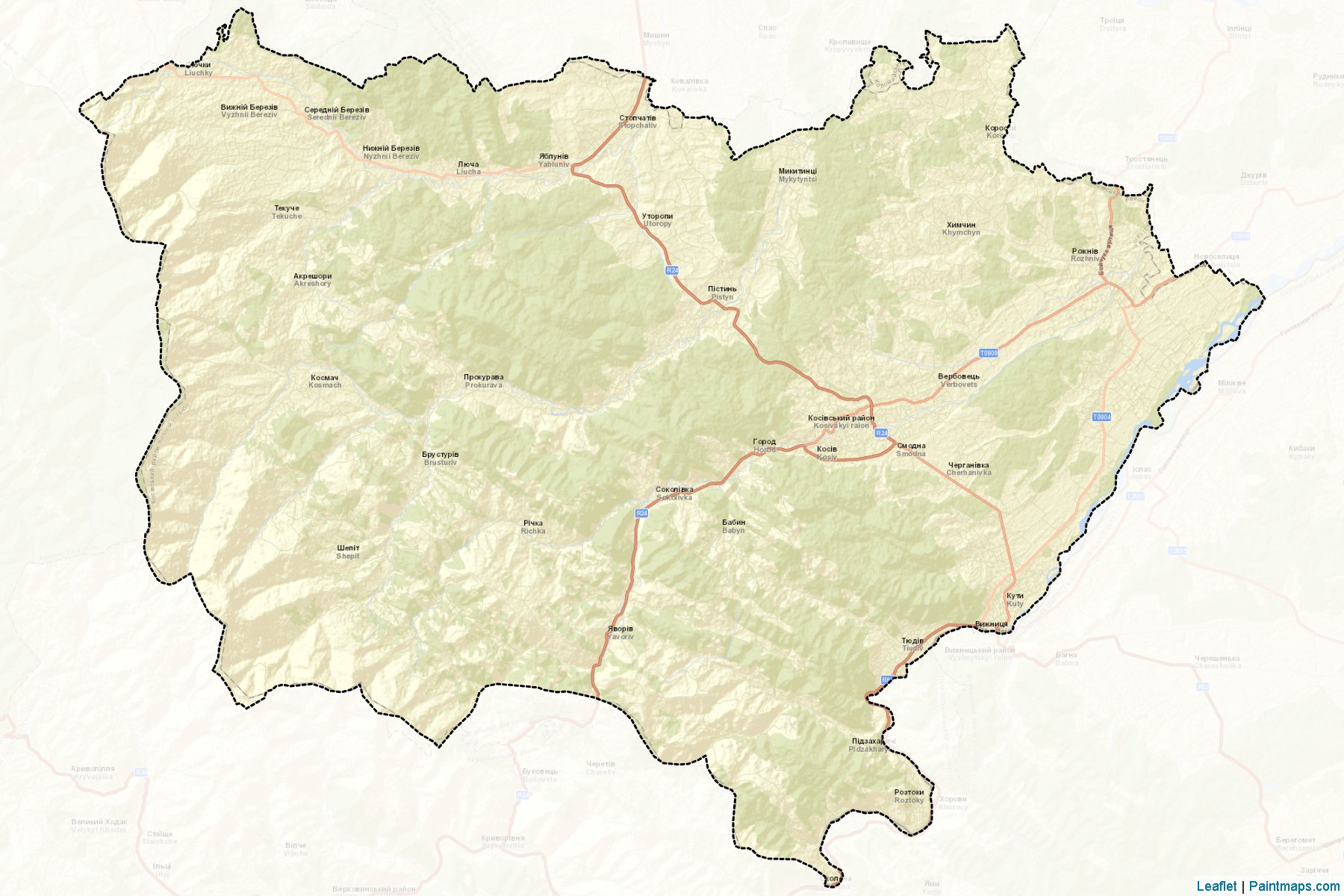 Muestras de recorte de mapas Kosivskyi (Ivano-Frankivs'k)-2