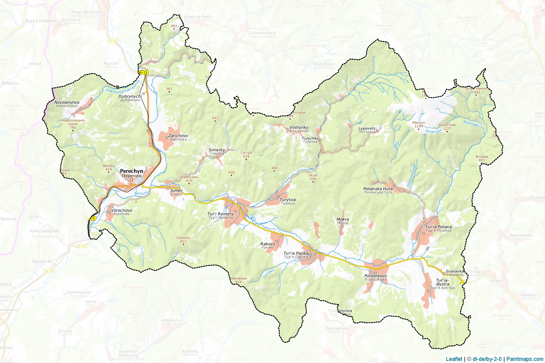 Perechynskyi (Zakarpatya Oblastı) Haritası Örnekleri-1