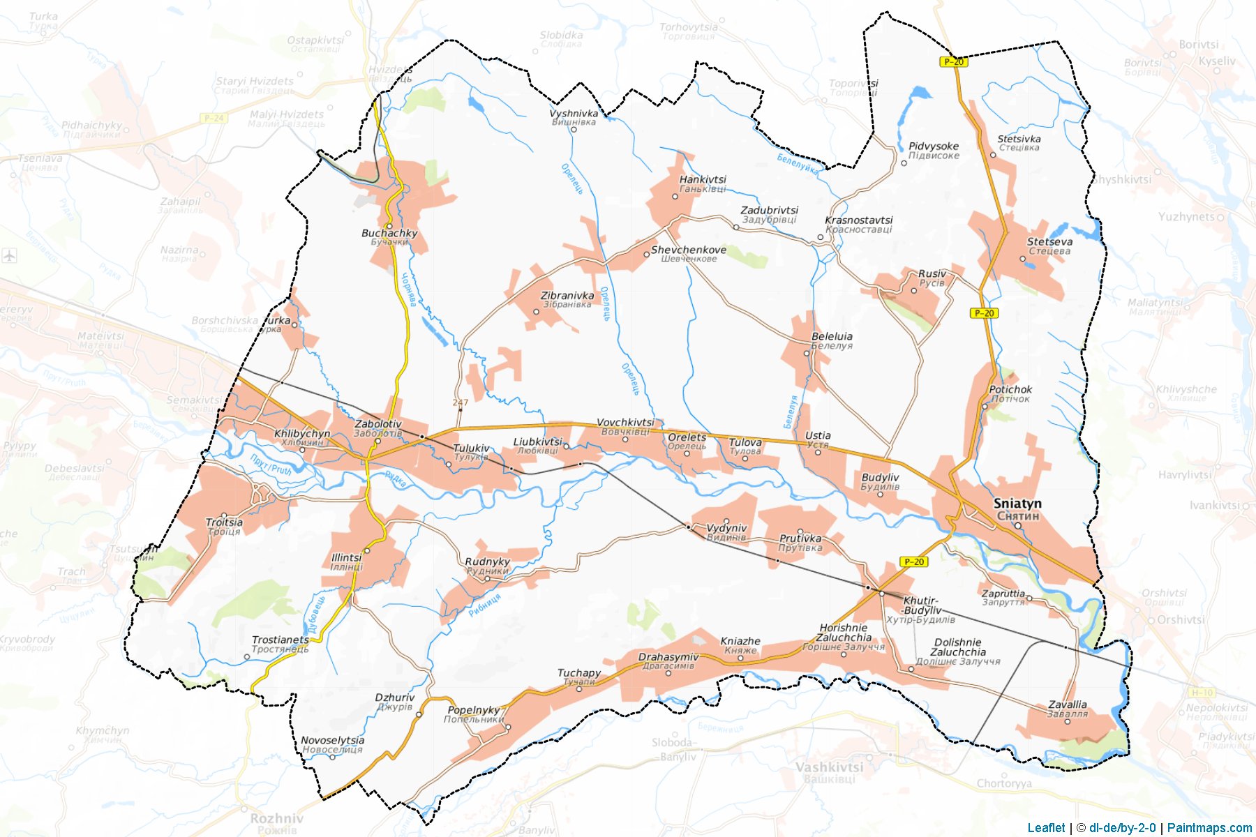 Muestras de recorte de mapas Sniatynskyi (Ivano-Frankivs'k)-1