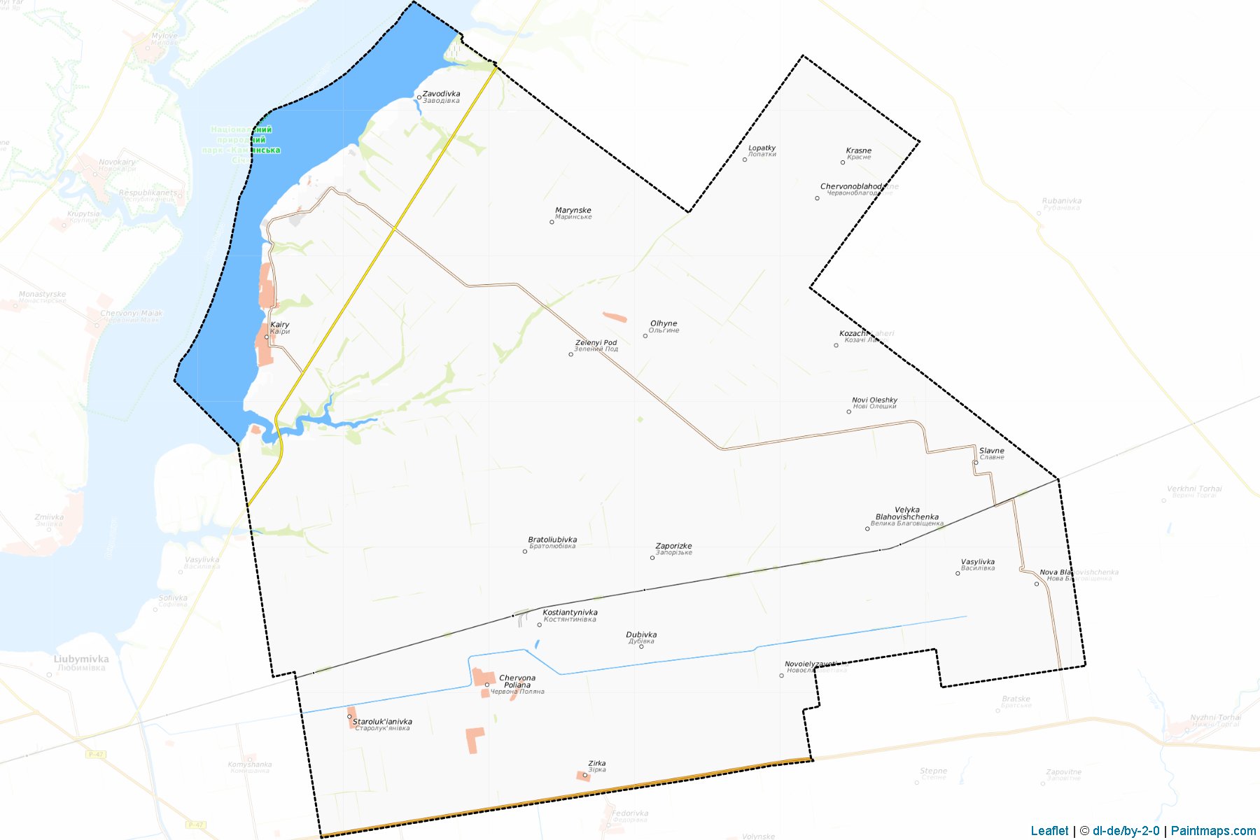 Muestras de recorte de mapas Hornostaivskyi (Kherson)-1