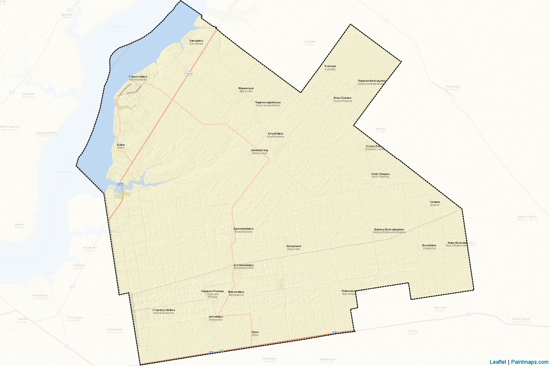 Muestras de recorte de mapas Hornostaivskyi (Kherson)-2