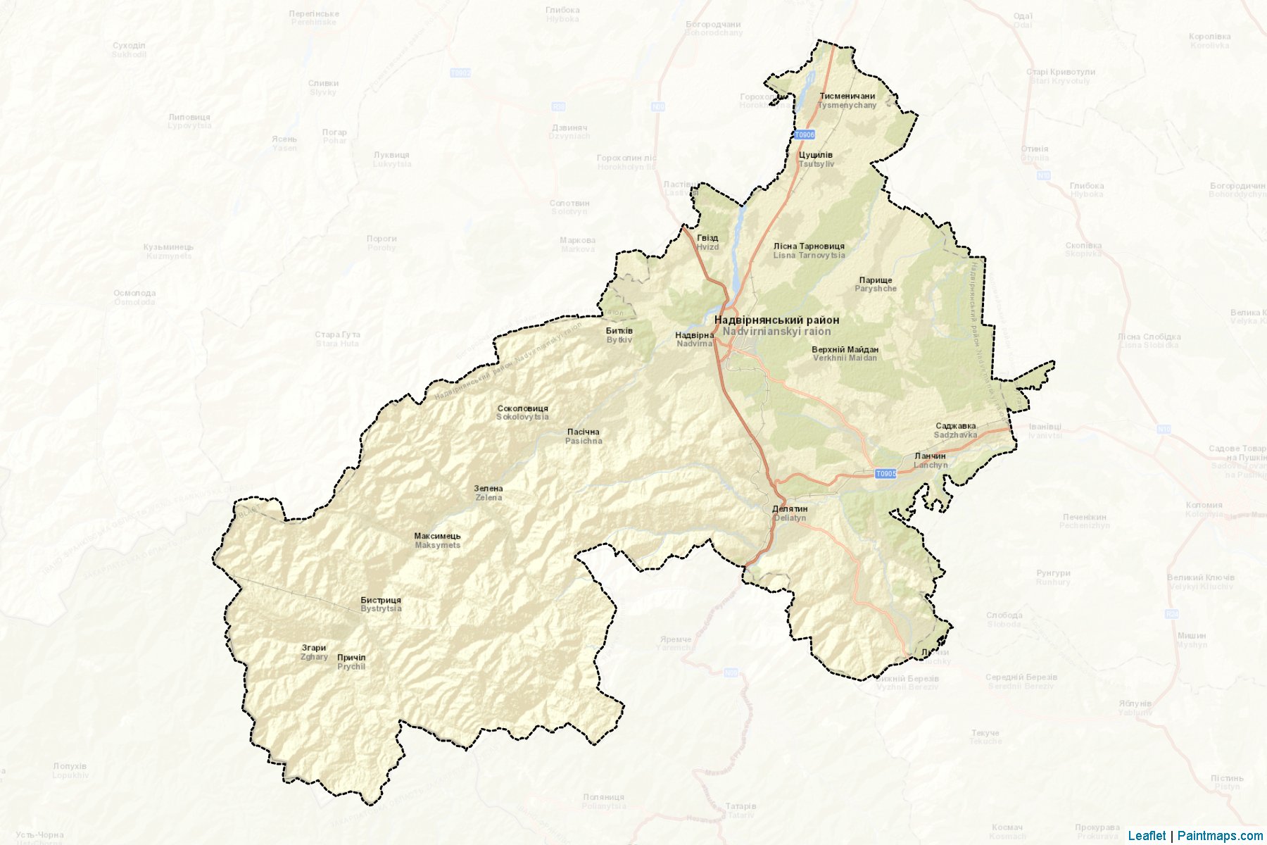 Muestras de recorte de mapas Nadvirnianskyi (Ivano-Frankivs'k)-2