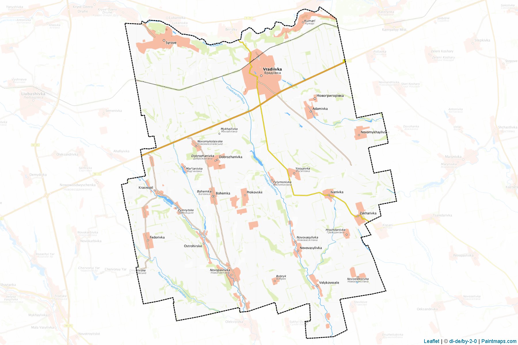 Muestras de recorte de mapas Vradiivskyi (Mykolaiv)-1