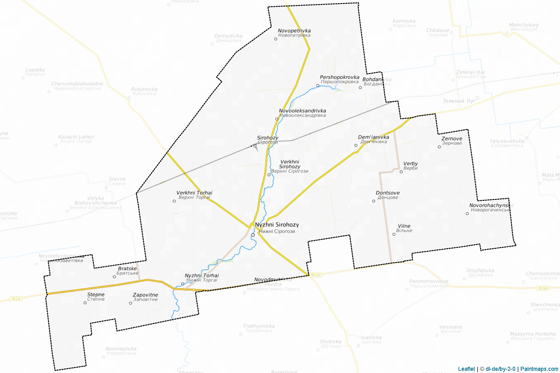 Muestras de recorte de mapas Nyzhnosirohozkyi (Kherson)-1