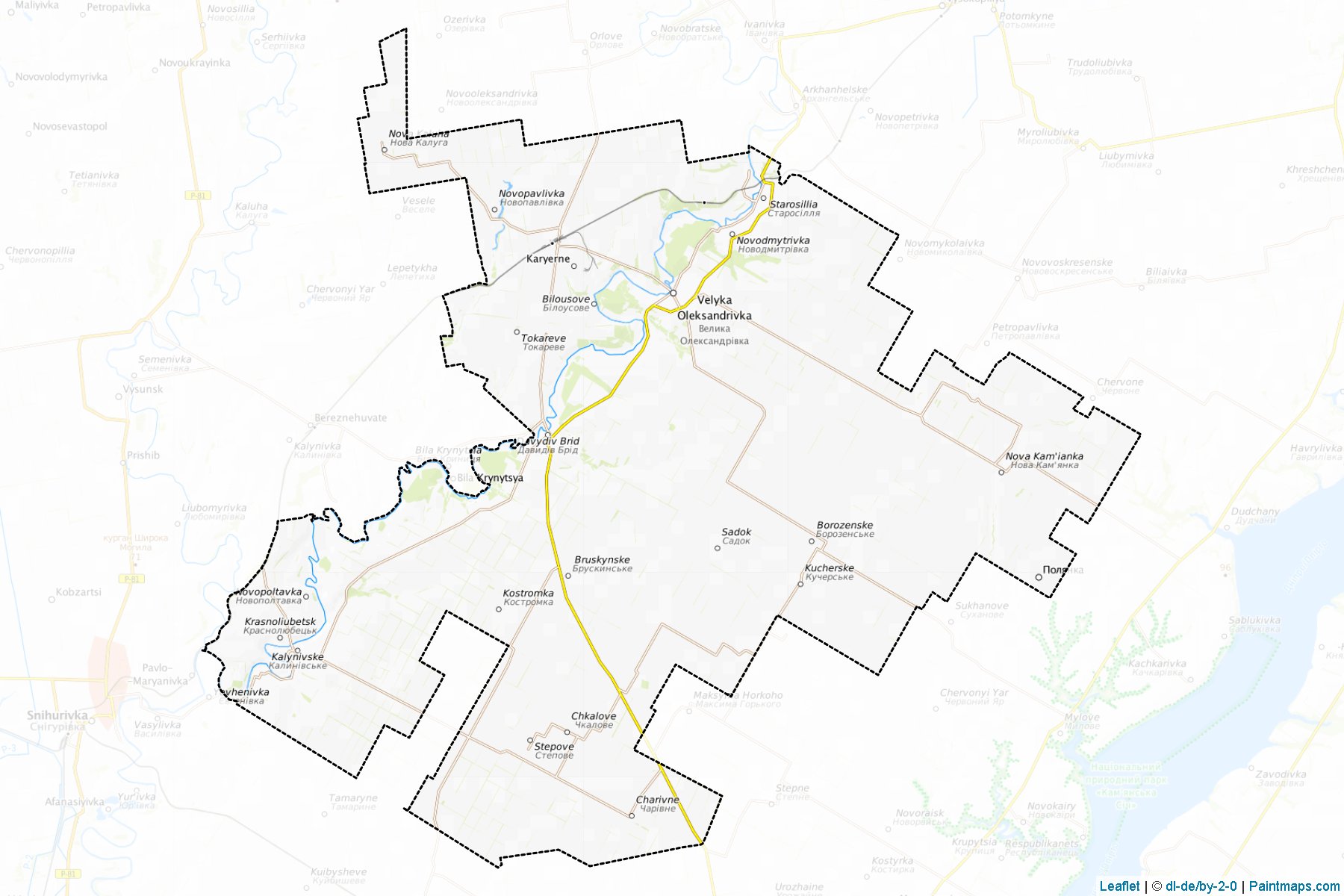 Muestras de recorte de mapas Velykooleksandrivskyi (Kherson)-1