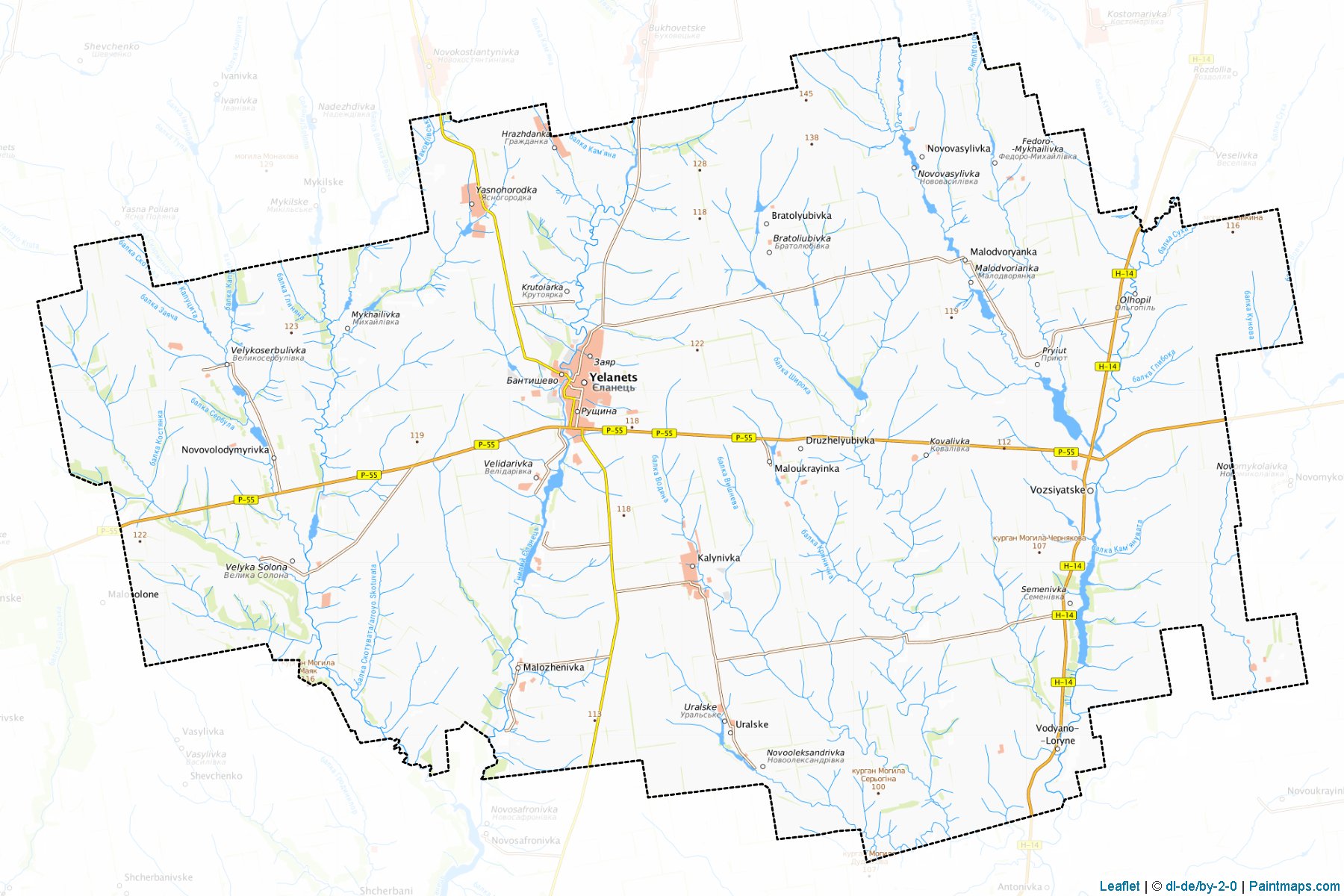 Muestras de recorte de mapas Yelanetskyi (Mykolaiv)-1