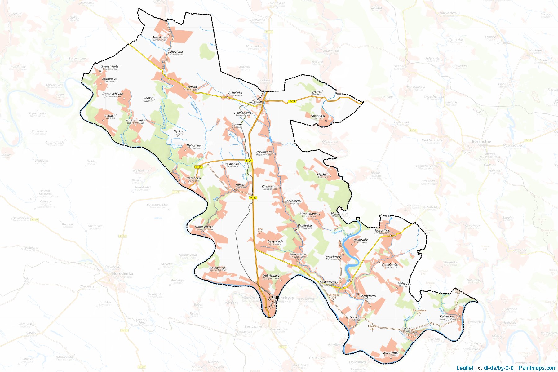 Muestras de recorte de mapas Zalishchytskyi (Ternopil)-1