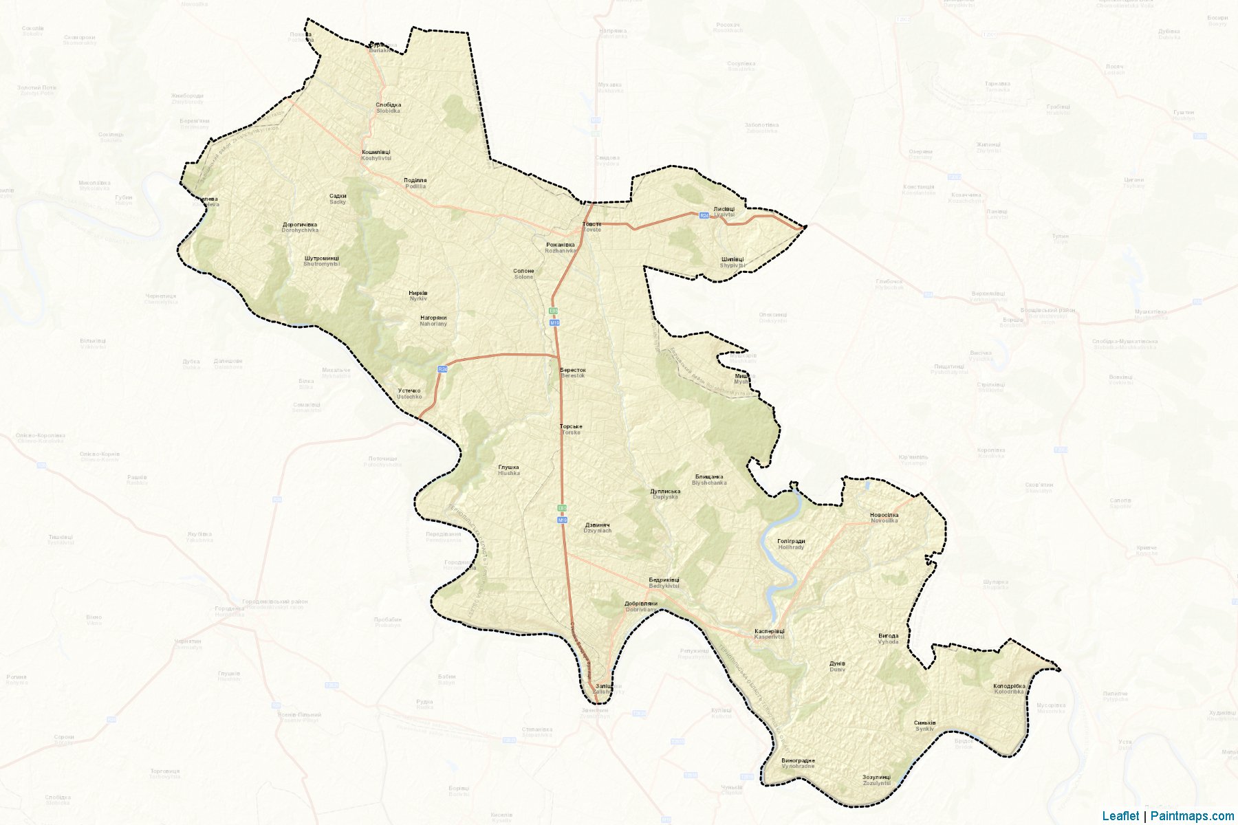 Muestras de recorte de mapas Zalishchytskyi (Ternopil)-2