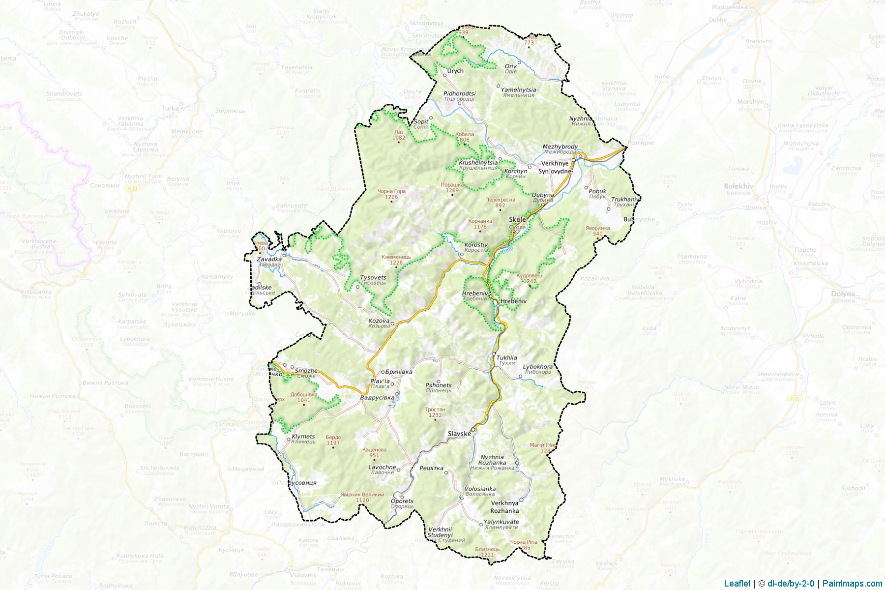 Muestras de recorte de mapas Skolivskyi (Lviv)-1