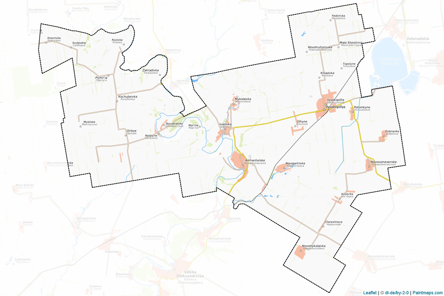 Muestras de recorte de mapas Vysokopilskyi (Kherson)-1