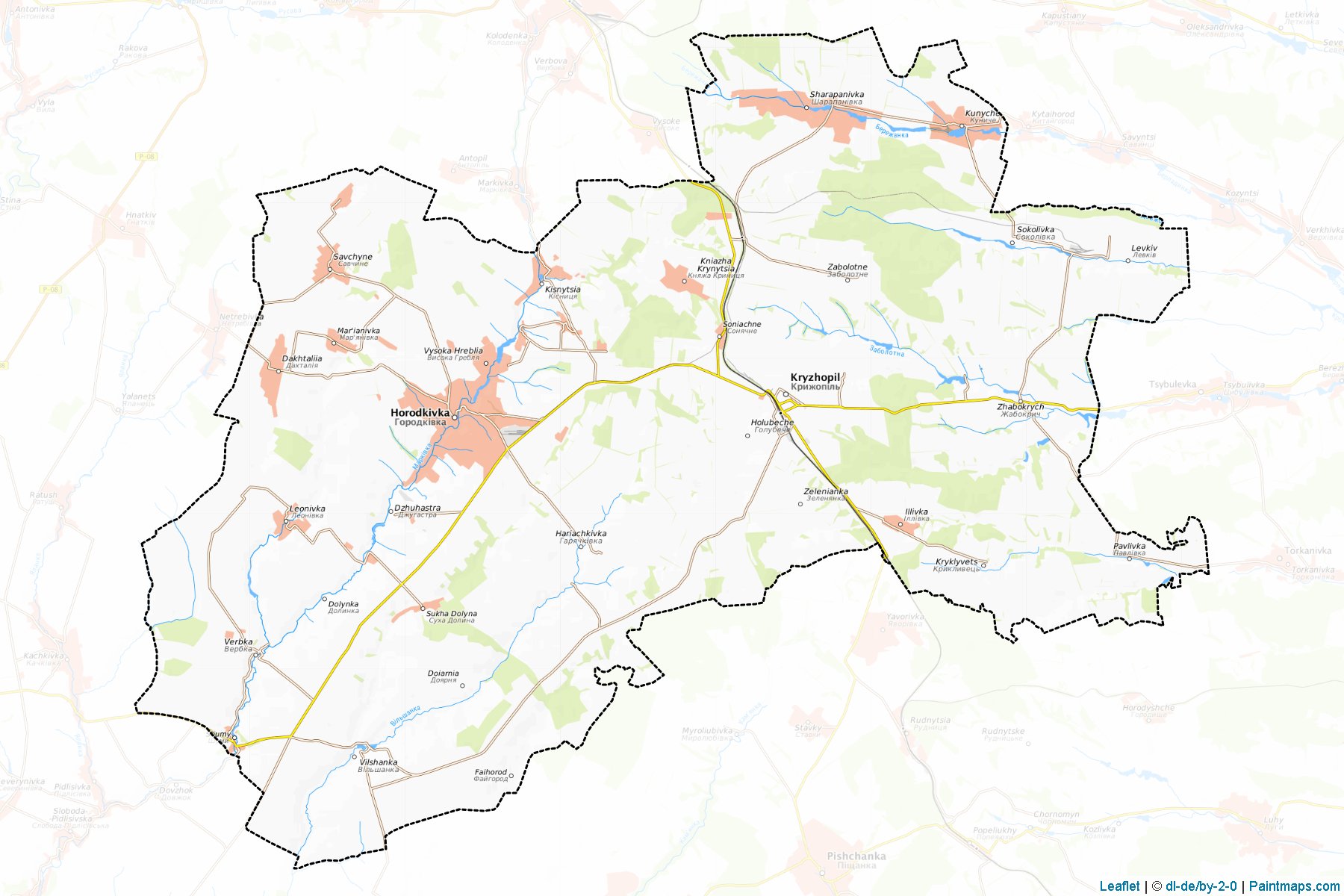 Muestras de recorte de mapas Kryzhopilskyi (Vinnytsia)-1