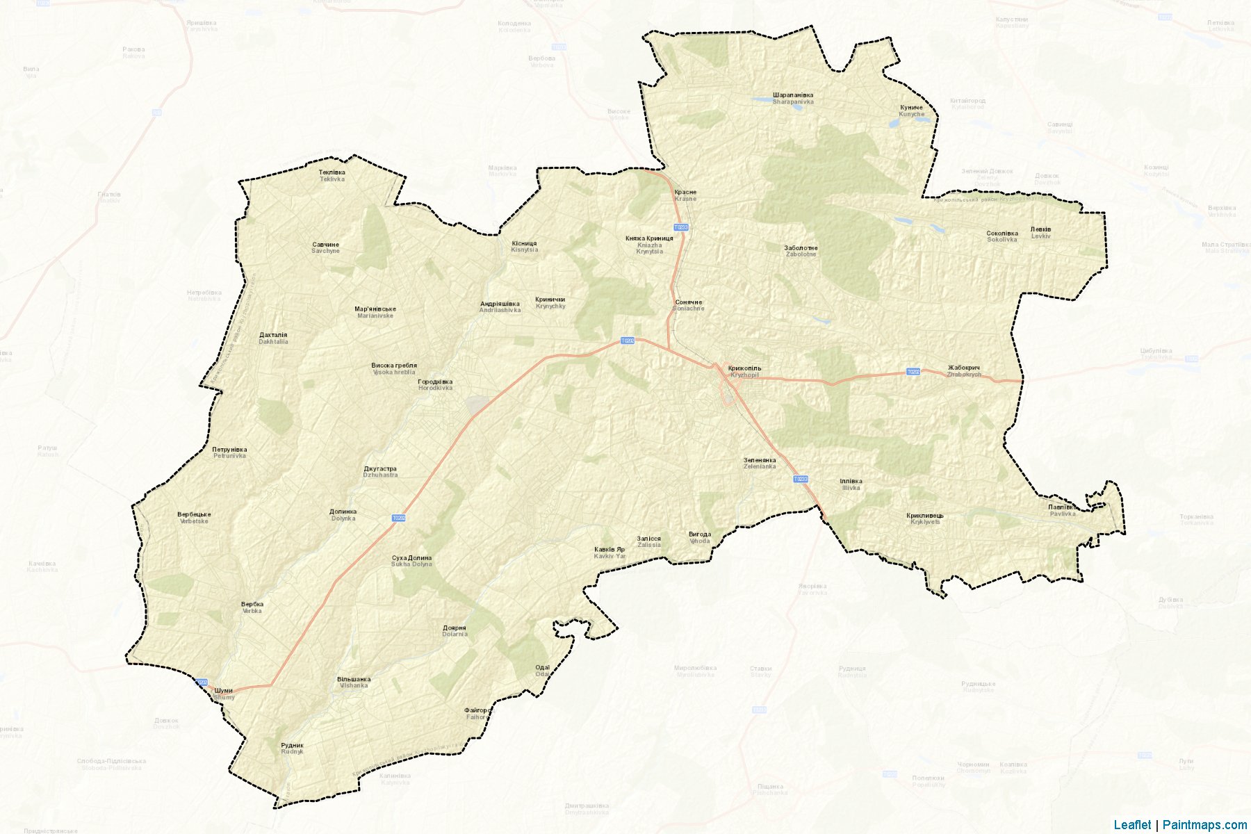 Muestras de recorte de mapas Kryzhopilskyi (Vinnytsia)-2