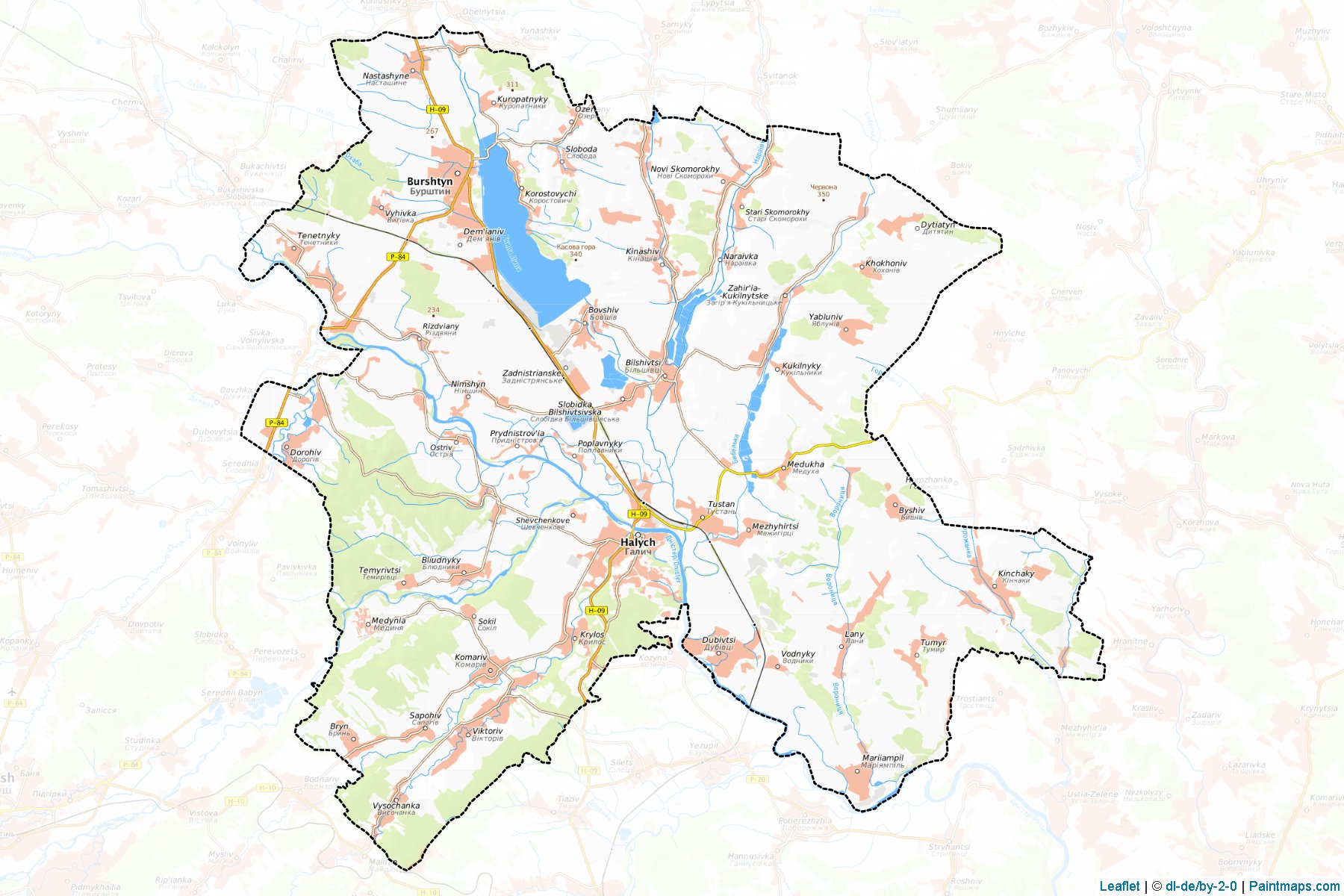 Muestras de recorte de mapas Halytskyi (Ivano-Frankivs'k)-1