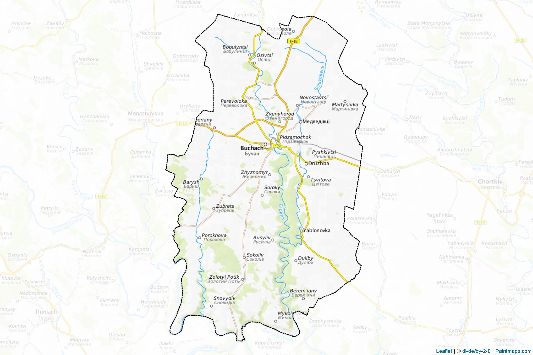 Muestras de recorte de mapas Buchatskyi (Ternopil)-1