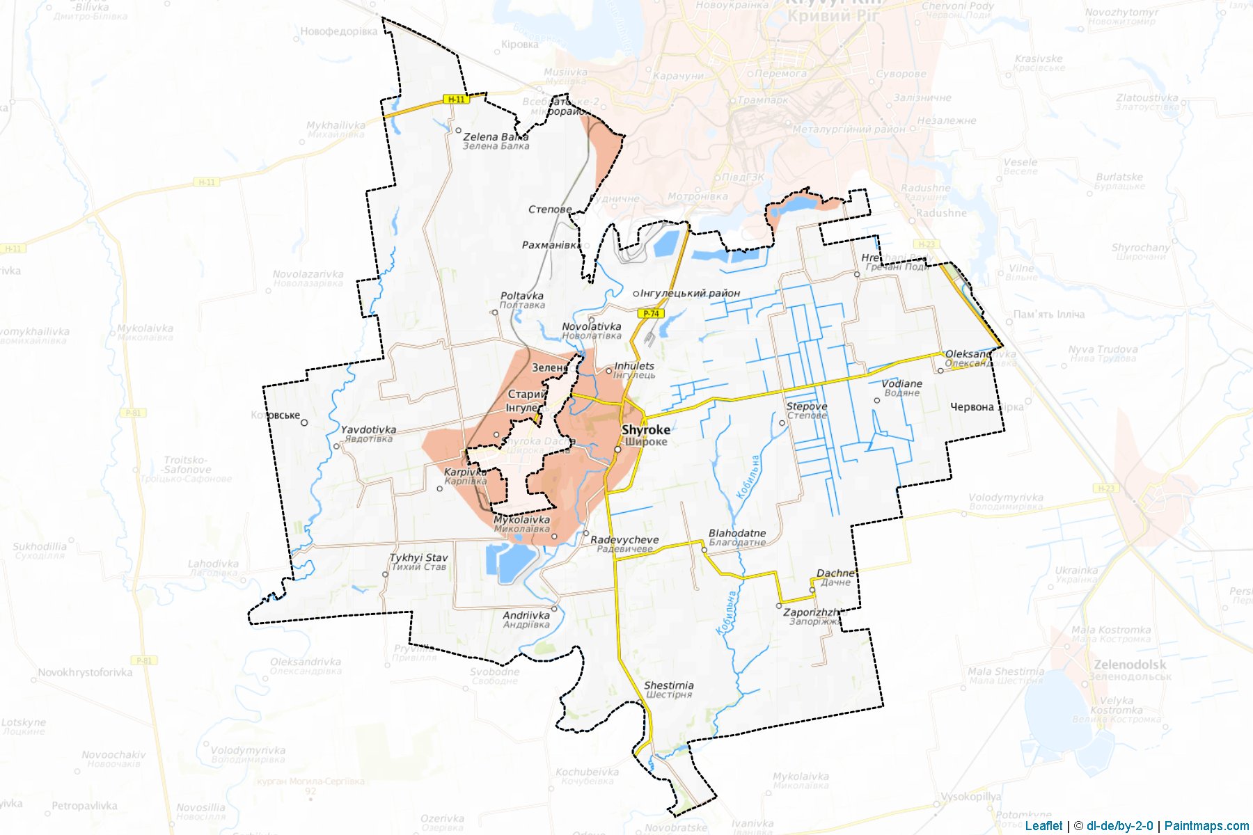 Muestras de recorte de mapas Shyrokivskyi (Dnipropetrovs'k)-1