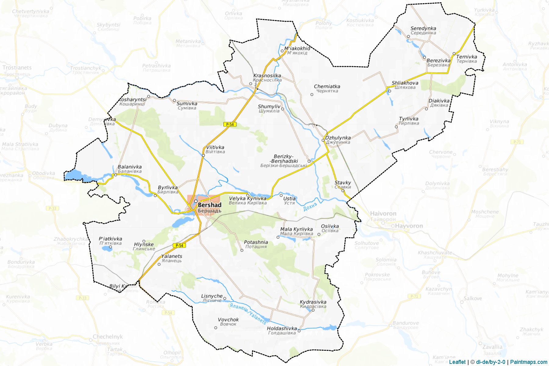 Muestras de recorte de mapas Bershadskyi (Vinnytsia)-1