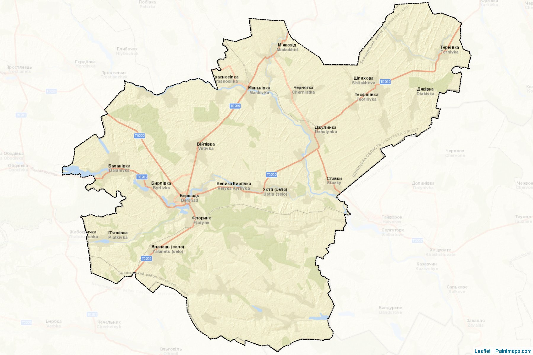 Muestras de recorte de mapas Bershadskyi (Vinnytsia)-2