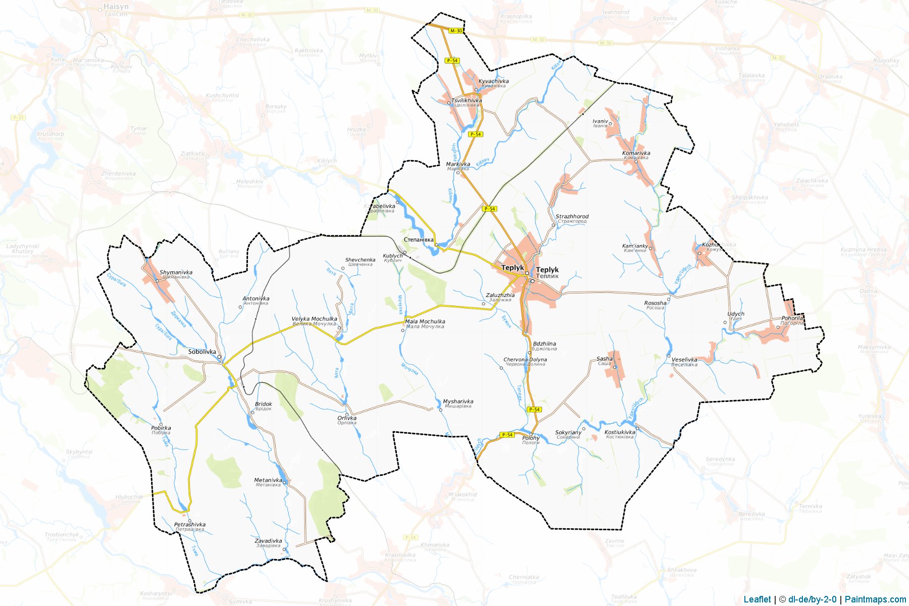 Muestras de recorte de mapas Teplytskyi (Vinnytsia)-1