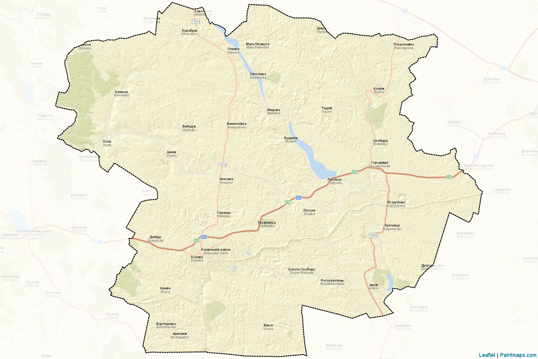 Muestras de recorte de mapas Kozivskyi (Ternopil)-2