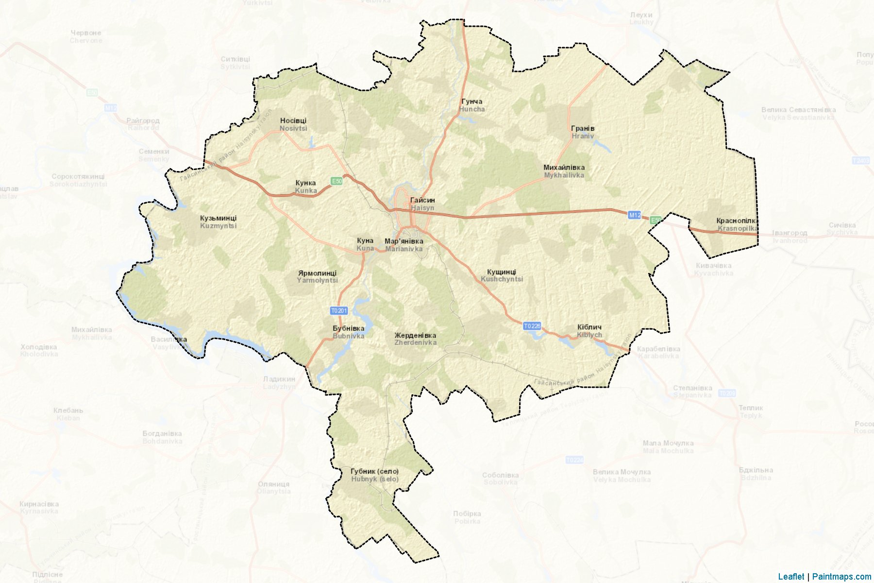 Muestras de recorte de mapas Haisynskyi (Vinnytsia)-2