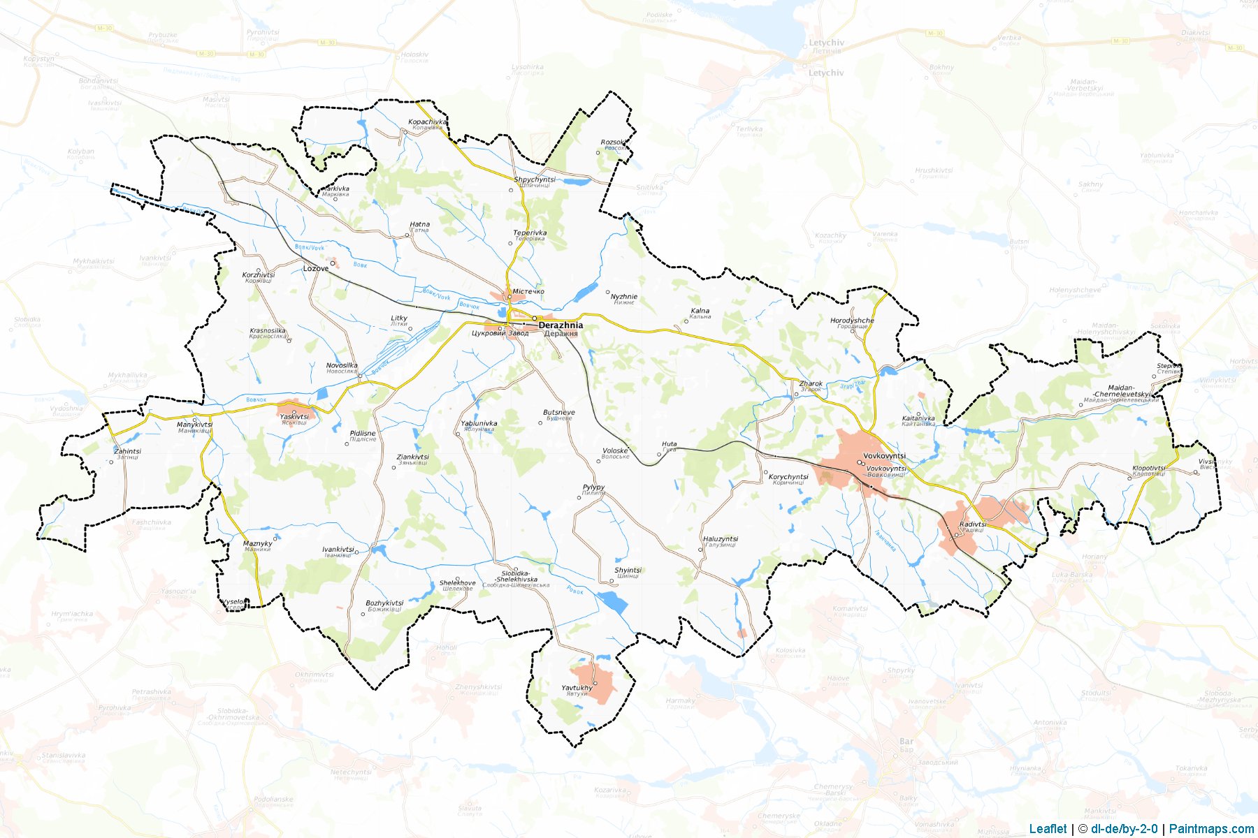 Muestras de recorte de mapas Derazhnianskyi (Khmelnytskyi)-1