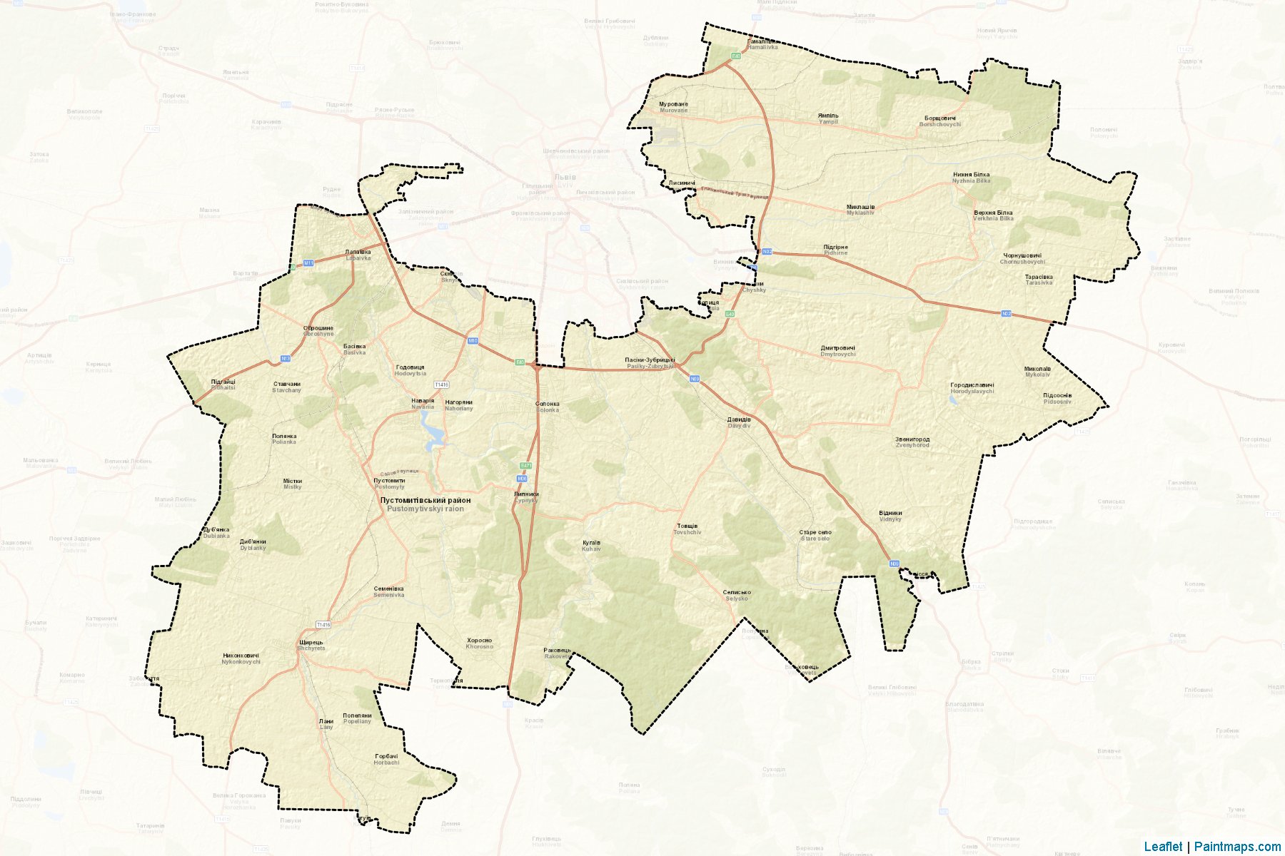 Muestras de recorte de mapas Pustomytivskyi (Lviv)-2