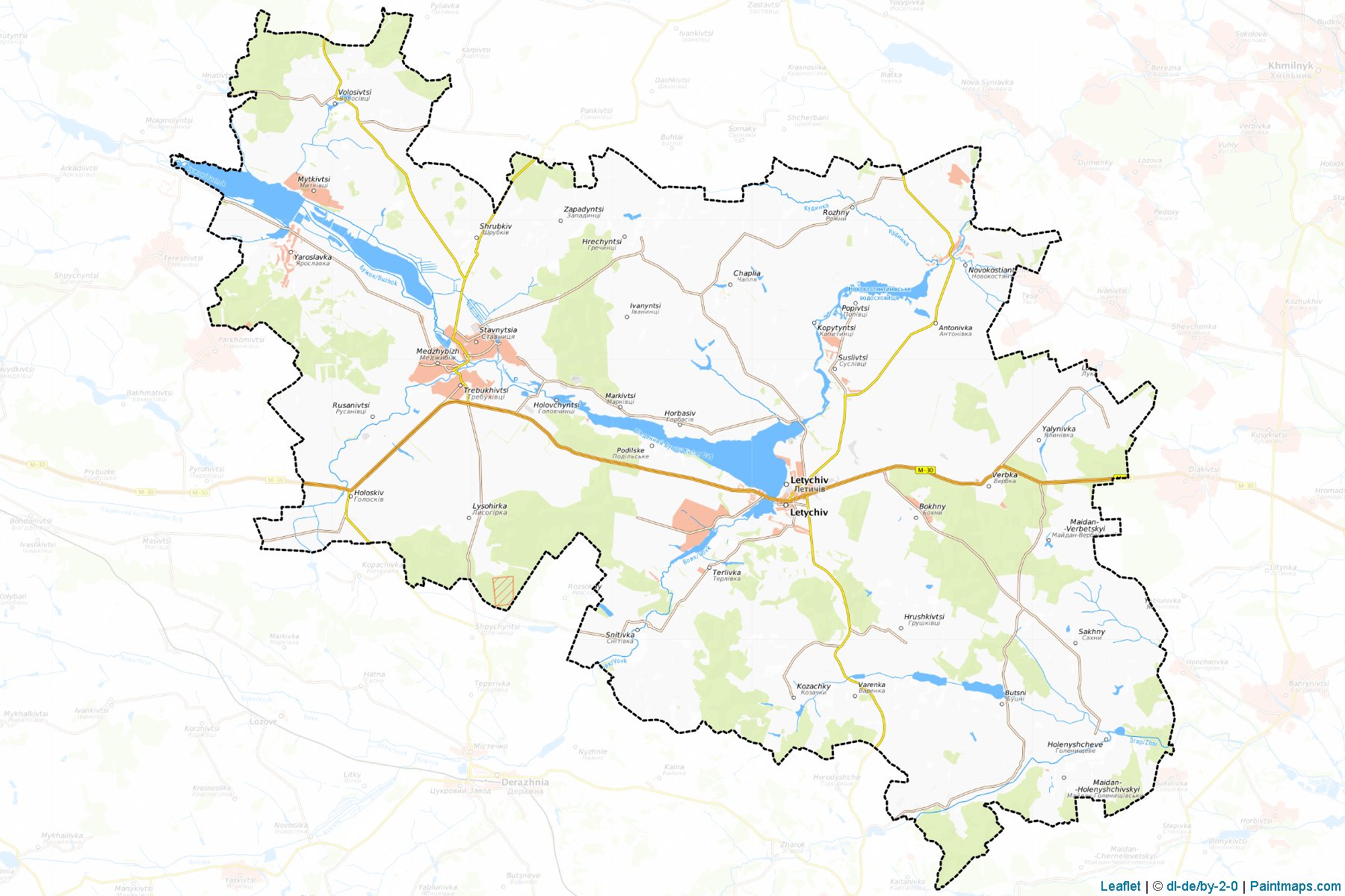 Muestras de recorte de mapas Letychivskyi (Khmelnytskyi)-1